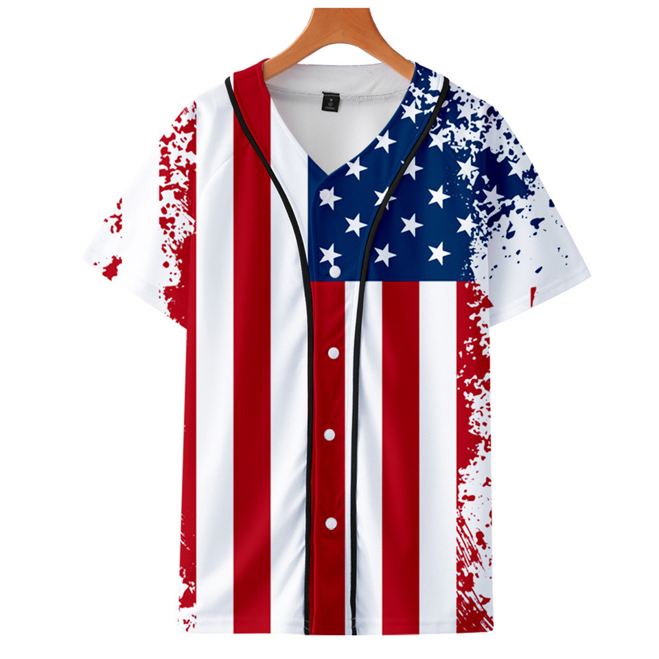 Streetwear Brand In Usa - Kaos Baseball Bendera Nasional Amerika Serikat